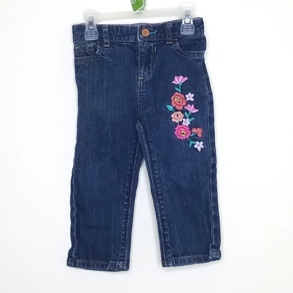 Genuine Kids Embroidered Flower Denim Jeans 18m
